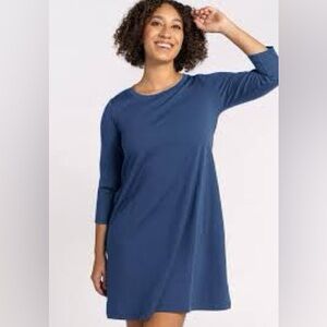 Woolx NWOT Rissa A Line Dress Merino ALL SEASON in twilight storm M retail 170